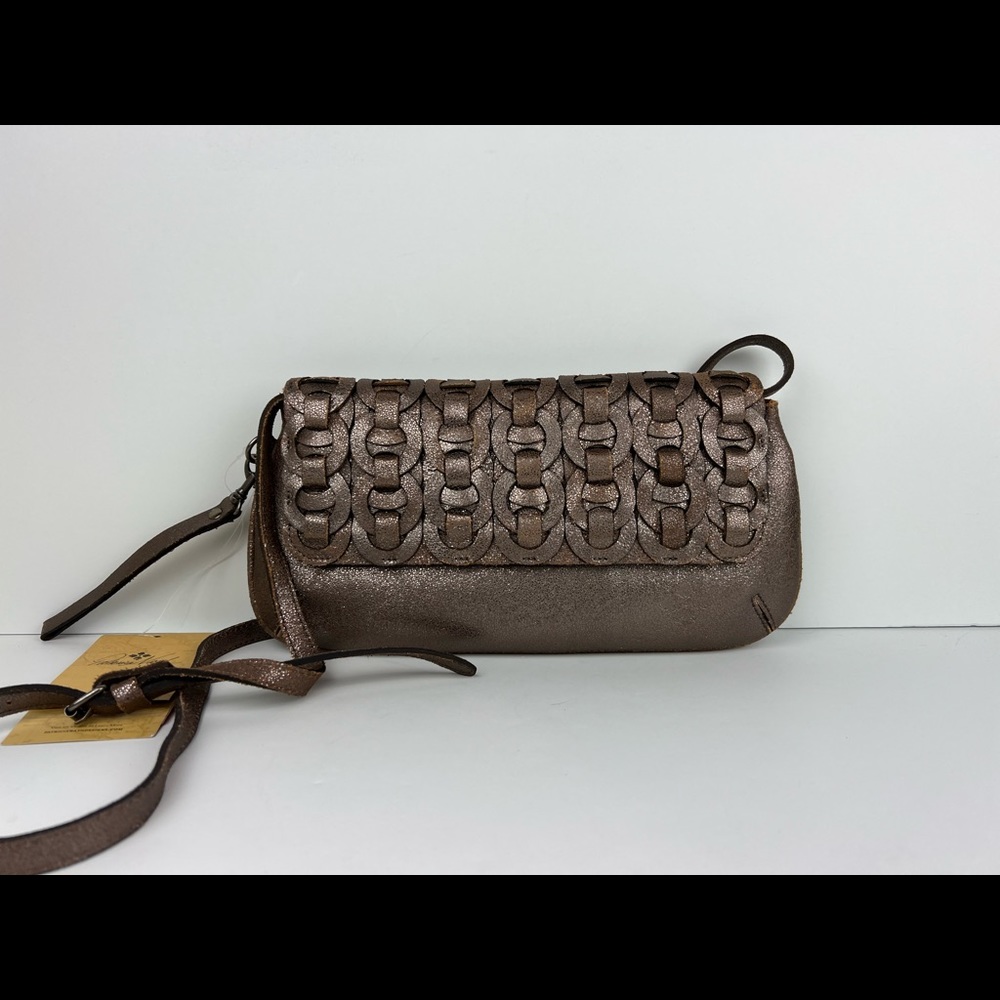 Patricia Nash Round Chain-Link Metallic Leather Baku Crossbody